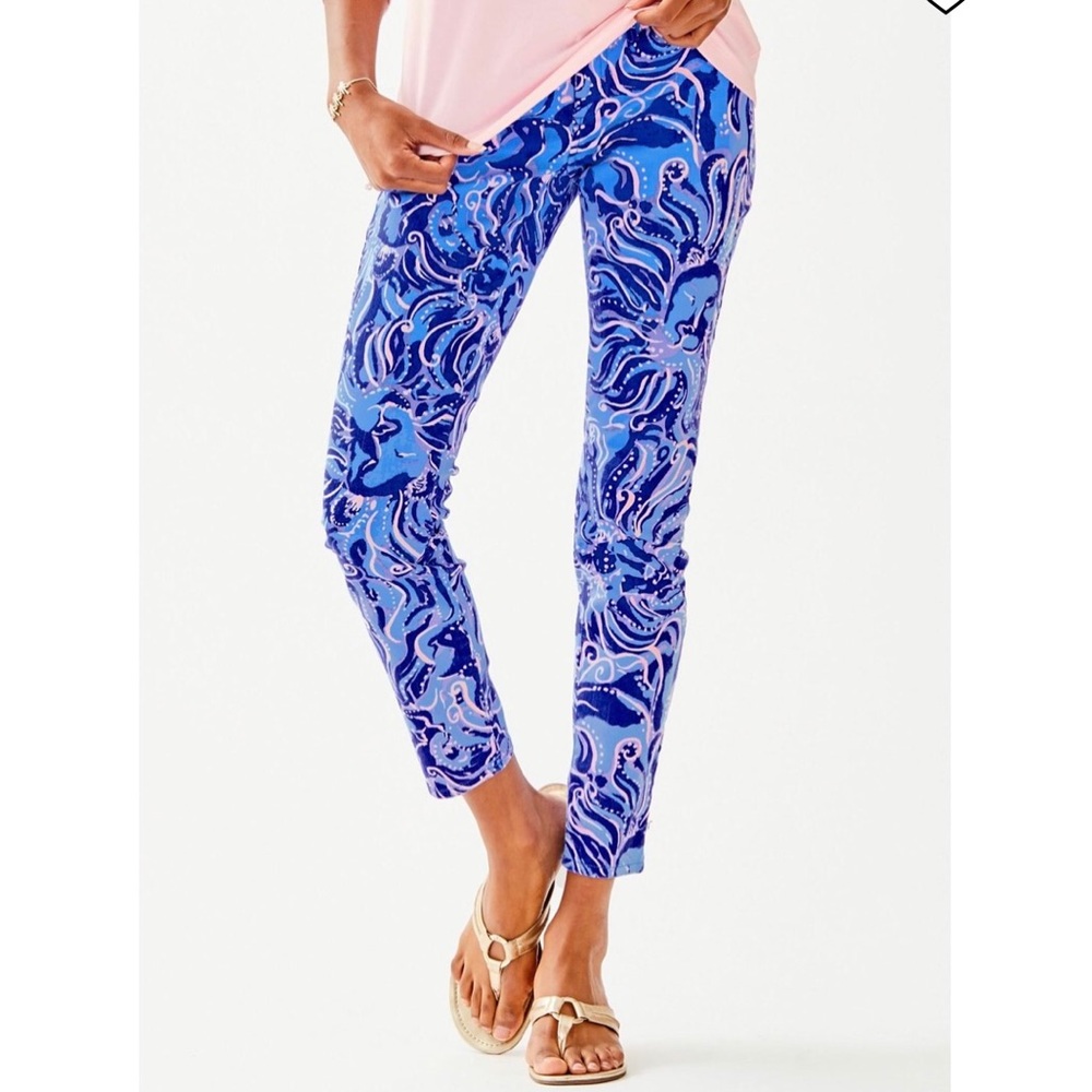 NWT Lilly Pulitzer South Ocean Skinny Crop Blue 0